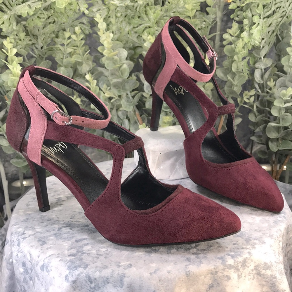 IMPO Tosca Merlot & Mauve Faux Suede Pointed Toe 3” Heels WMS 7M✨Like NEW✨